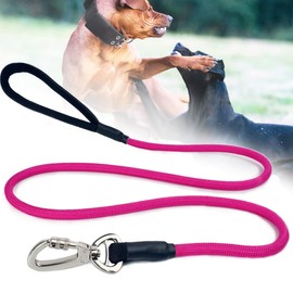 Dog Leash Large Dogs - 5FT Heavy Duty 1/2 inch Thick Nylon Rope Training Leashes, Durable Carabiner Sturdy Clip, Good Choice for Strong Breed Dogs, Pink