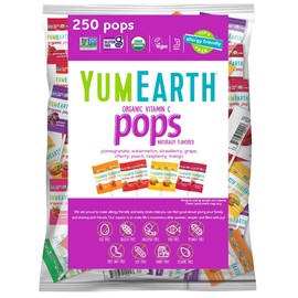 YumEarth Organic Vitamin C Pops Variety Pack, 250 Fruit Flavored Favorites Lollipops, Allergy Friendly, Gluten Free, Non-GMO, Vegan, No Artificial Flavors or Dyes