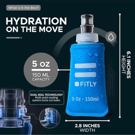 FITLY - Botella de agua suave de 150 ml - Plegable, ligera - Hidratación en movimiento, correr, senderismo, ciclismo, escalada - Material: Poliuretano termoplástico