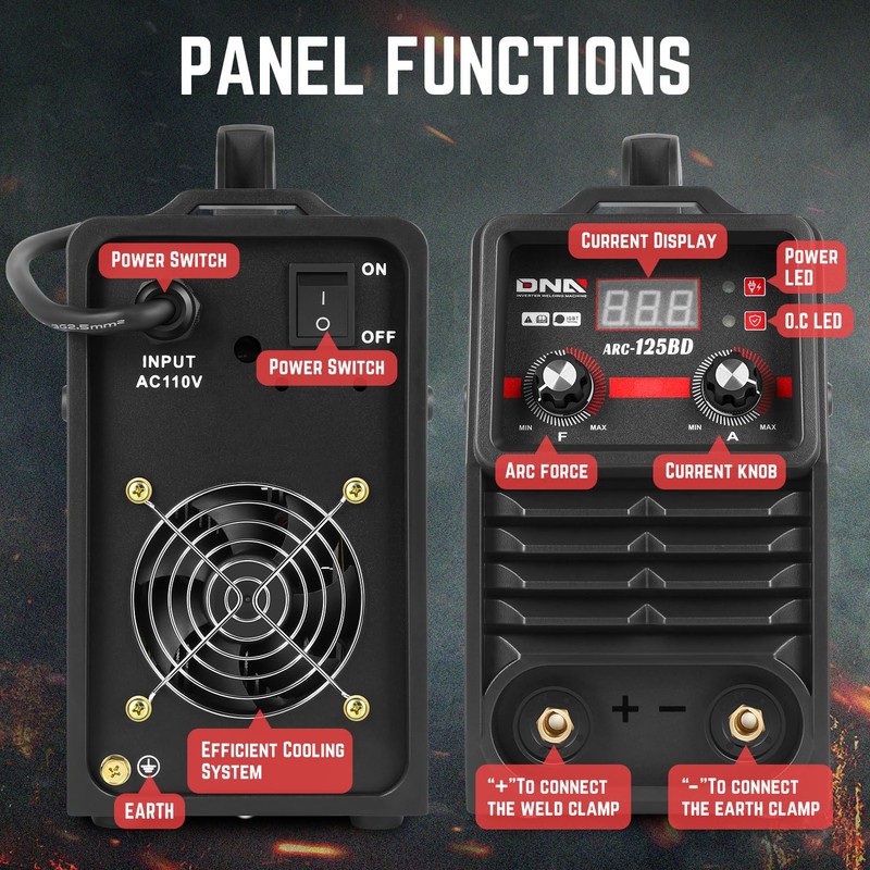 DNA MOTORING 120A/110V ARC Welder Machine, Portable Hot Start Welding