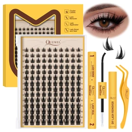 QUEWEL Fairy Lash Clusters Kit, 140pcs Manga Lash Clusters Kit Mix 10-18mm DIY Lash Extension Kit With Lash Bond and Seal, Lash Tweezers and Remover for DIY Natural Lash Clusters(FD-Fairy-A)
