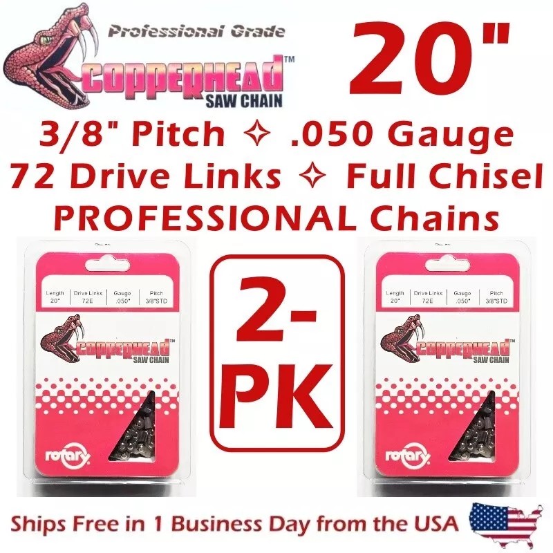 Rotary COPPERHEAD 2Pk 20" FULL CHISEL PRO Chains for HUSQVARNA