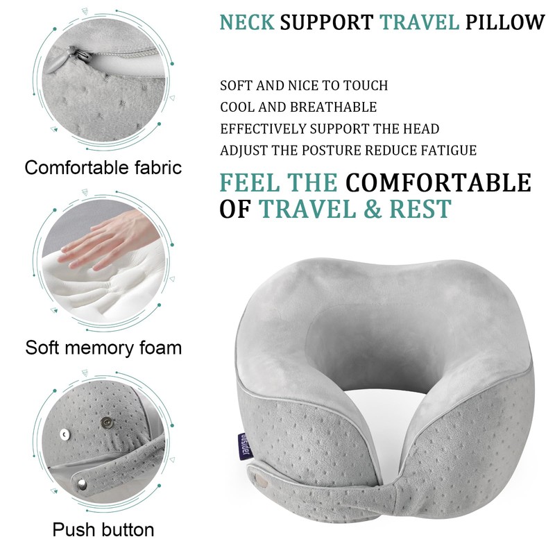 Gosider Travel Pillow Breathable Airplane Neck Pillow Memory Foam Neck