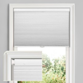 MiLin Cordless Cellular Shades No Tools No Drill Blinds for Windows Shades for Indoor Windows Magnetic Door Blinds (Blackout - White, 51" W x 48" H)