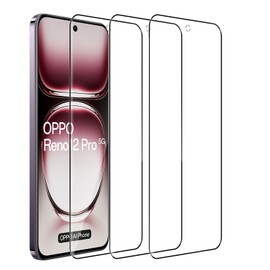 [3 Pack] Screen Protector for Oppo Reno 12 Pro 5G,3D Curved Full Coverage HD Clear, Shatterproof Premium Quality Guard Protective Film