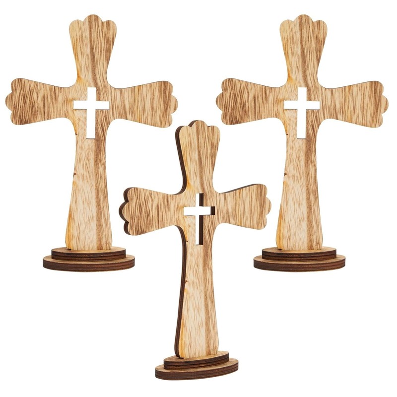 Juvale Wooden Cross Table Centerpieces - Baptism Decorations & Baptism