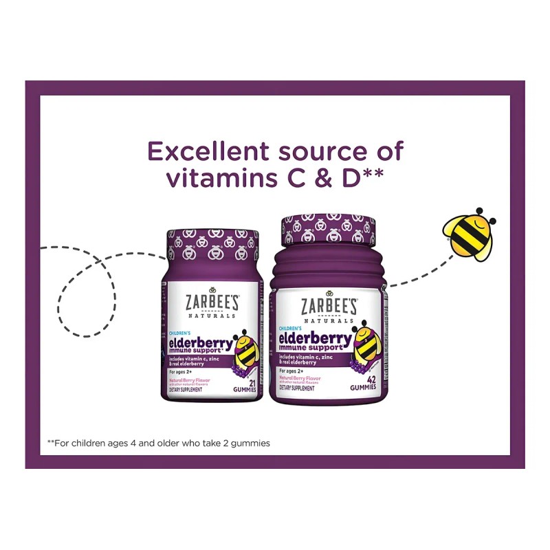 Zarbees Elderberry Vitaminas A, C, D, E Y Zinc