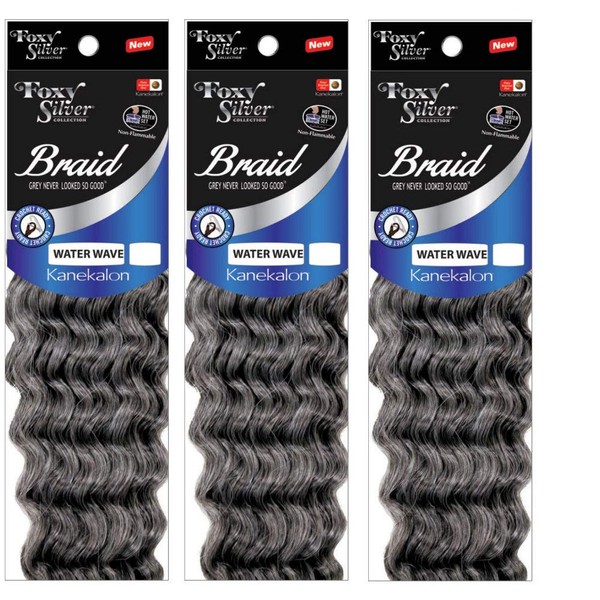 Foxy Silver (Foxy Braid - Water Wave - 24 Strands - 12 Inch - 3 Packs) - Synthetic Crochet Braiding Hair in 34