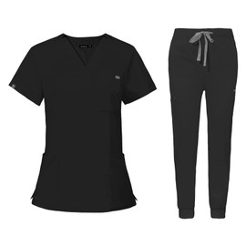 Baoblaze Uniforms Scrub Set with Pockets Nurse Top and Pants Men Women Clothes Comfortable Nursing Work Suits for Cosmetology Healthcare Pet Grooming