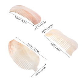 Gatuida 3pcs Natural Shell Hair Combs Pocket Sized Detangling Brushes for Women Unique Fish Designs for Wet Dry Hair Small