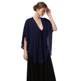 Chales y envolturas de gasa para mujer, bufanda de chal transparente para vestidos de noche, accesorios para cubrir, marino, Talla única