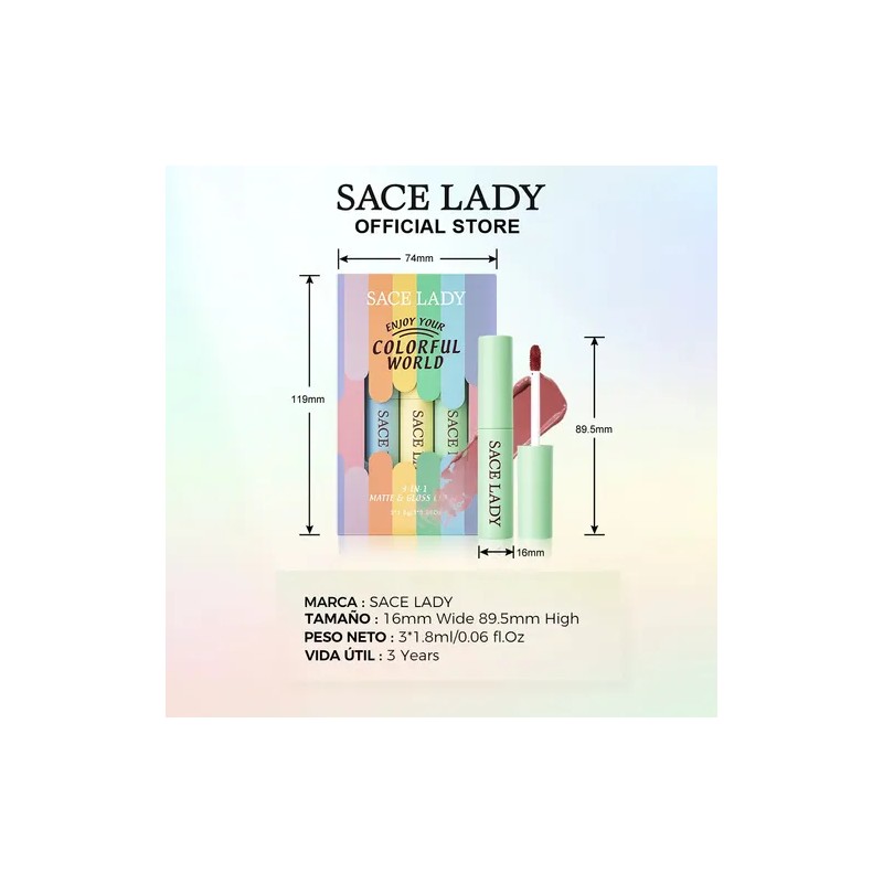Sace Lady Labial Líquidos Mate Larga Duración Set 3 Pcs