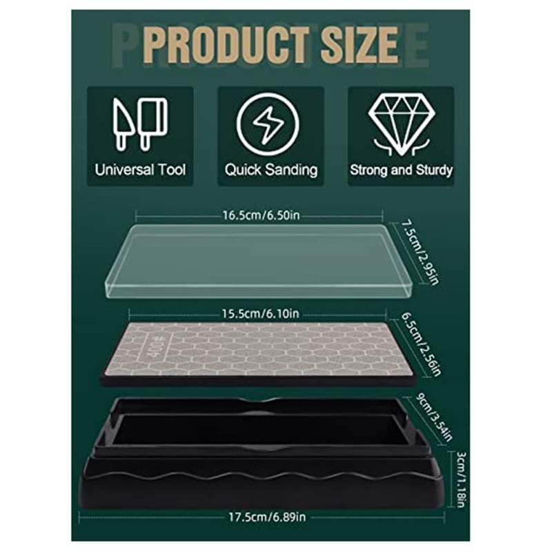 Gokoti Double-Sided Diamond Sharpening Stone,Whetstone Honeycomb Plate with Non-Slip Base(400/1000