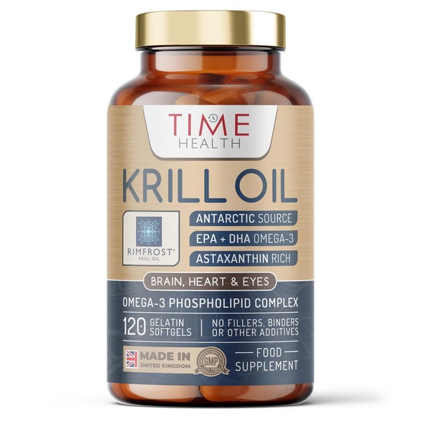 RIMFROST® Antarctic Krill Oil | Ultra Rich Omega-3 Including DHA/EPA Phospholipids & Astaxanthin | 120 Softgel Capsules | Fast Absorption & Highly Efficient | No Aftertaste | Sustainable