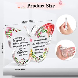Leaving Gifts for Women Thanksgiving and Christmas, Proud of You Gifts,Butterfly Shaped Acrylic Plaque Retirement Gift, Inspirational Appreciation Gifts for Teacher Friends Nurse Women Men