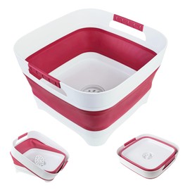 GIMWA Collapsible Dish Basin, Wash Basin for Baby Bottles, Foldable Wash Tub for Kitchen, RV Camping Sink, Outdoor Kitchen, Sturdy & Easy to Clean (Magenta)