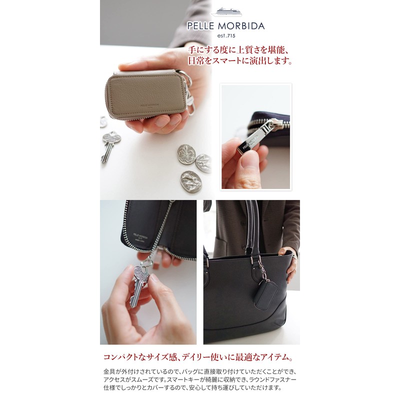 Pelle Molvida PM-BA627 Smart Key Case, Round Zipper, navy