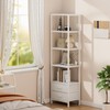 Furnulem 5-Tier Corner Shelf, Narrow Bookshelf with 2 Storage Drawers,