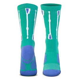 ChalkTalkSPORTS Athletic Half Cushioned Crew Socks | Woven Rowing Socks | Multiple Designs (Green Oar)