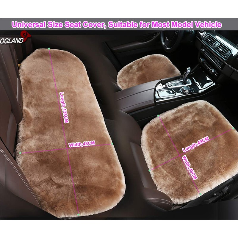OGLAND Fluffy Genuine Australia Sheepskin Car Back Seat Cover for