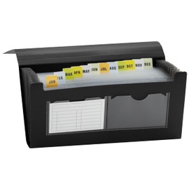 Winnable Expanding File, Cheque Size, 13 Pockets, 5" x 10", Black