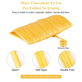 letsinstyle 2 Pcs 10 Yards Black Yellow Satin Bia Tapes, Double Fold Binding Bias Ribbon, Polyester Fabric Trimmings for Cheongsam Decoration and Clothing Seaming Piping