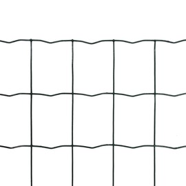 vidaXL Green 32.8ftx2.6ft Euro Fence, Steel Wire, PVC Coated and UV, Ideal for Garden, Farm, Poultry Protection