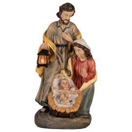 Nativity Block Baroque [Hand-Painted] Mary, Joseph and Child of Jesus as Compact Mini Nativity Scene Made of Durable Polyserine/Resin