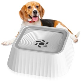 1.3 L Water Bowl Dog without Spill: WIYETY Water Bowl for Dogs, Floating Bowl Anti-Splash Water Dispenser, Drinking Bowl Dog, Leak-Proof Dog Bowl for Slobbering Dogs (Grey)