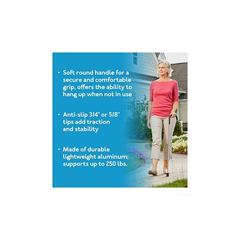 CAREX Round Handle Aluminum Walking Cane for Women - Adjustable