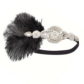 Sunshinesmile Bride Vintage 1920s Flapper Headpiece Roaring 20s Headband for Women Hair Accessory (Rhinestone Pearl feather, one size)