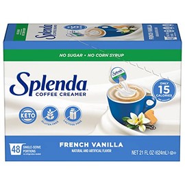 SPLENDA Sugar Free Low Calorie Single Serve Coffee Creamer Cups, French Vanilla, 48 Count