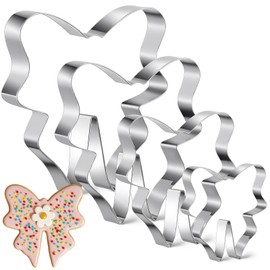 Havawish 4 Pcs Cookie Cutter Set 2 in to 5 in Cookie Cutter Stainless Steel for Baking Fondant Fruit Bread Birthday Party Decorations (Bow Knot)