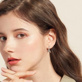 AXOMY Eiffel Tower Earrings 925 Sterling Silver Paris Fashion Dangle Drop Earrings Memorial France Anniversary Jewelry for Women Eiffel Tower Lover