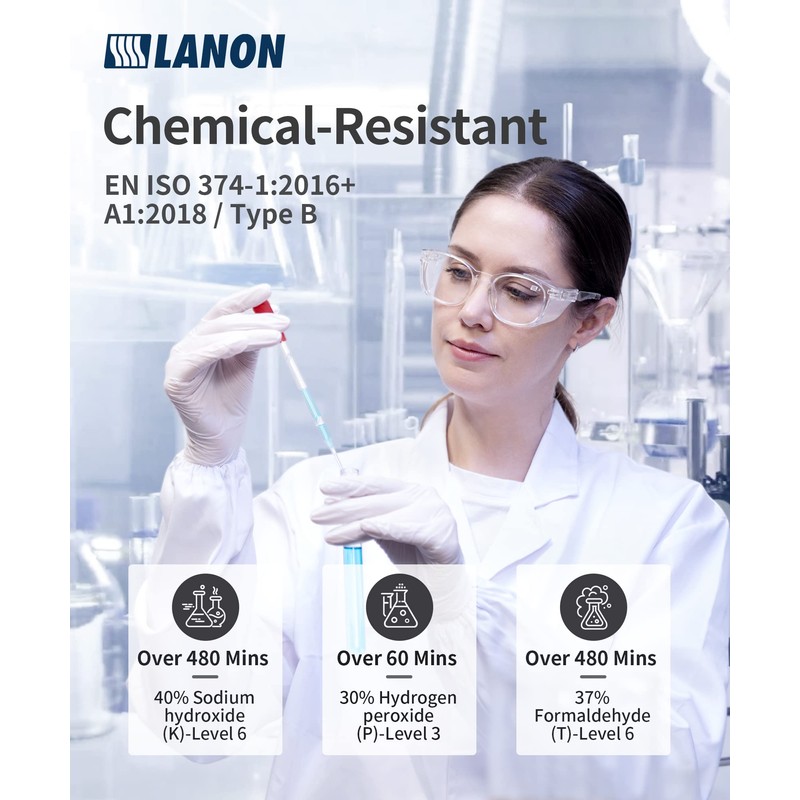 LANON Food Safe Disposable White Nitrile Gloves, Latex-Free, Powder-Free, Textured