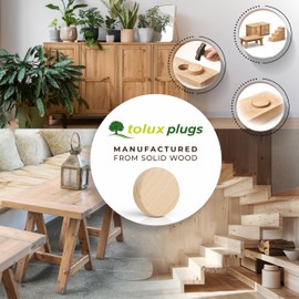 Tolux Wooden Plugs 35 mm, Wood Screw Cover, Wooden caps for Sealing Knot, Drill Holes and Wood Defects. Size 35 x 9 mm, 10 pcs