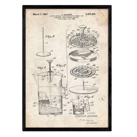 Nacnic Patent Coffee 3rd Foil Poster with Old Design Patent A3 Size and Vintage Background