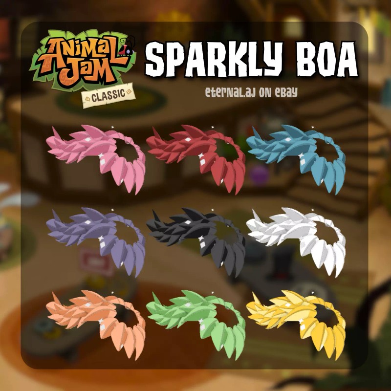 Animal Jam Classic AJC Sparkly Boa (READ DESCRIPTION) - Blue
