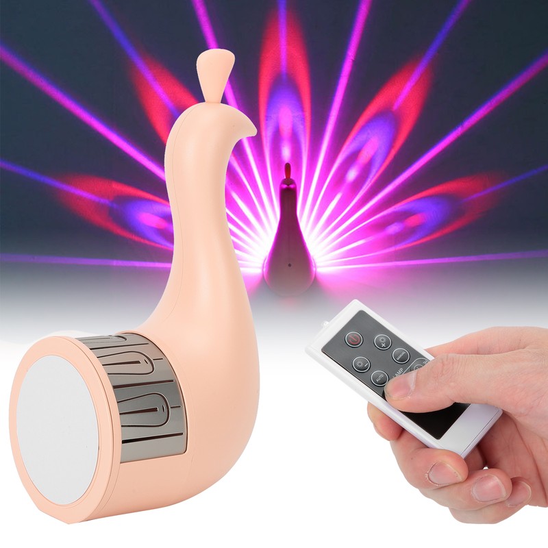 PeacockShaped Projection Lamp Decorative Light Touch Control ABS Nightlight Bedroom(Pink