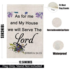 Religious Garden Flag Joshua 24:15 Bible Verse Home Decor As for Me and My House Christian House Garden Yard Flag Thanksgiving Christmas Easter Faith Gift Home Blessing Gifts (beige)