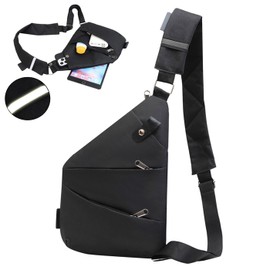 MUNSKT Men's Multi-Pocket Chest Bag, Anti-Theft Shoulder Bags, Sling Crossbody Shoulder Bag, Men's Small for Outdoor Travel, Hiking, Jogging, Hiking Backpack, black