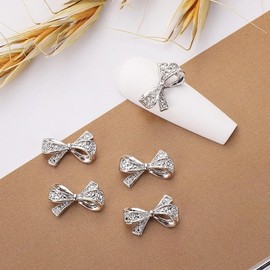 TQUXNGA Butterfly Nail Charms Silver Butterfly Nail Gemstones 3D Metallic Butterflies Nail Rhinestones for Acrylic Nails Designs