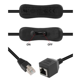 GELRHONR RJ45 Male to Female Extension Cable with Switch, CAT5 Ethernet Male to Female Connector Network Extension Cable, in-Line Coupler for Cat5 Ethernet Cables (0.5 m)