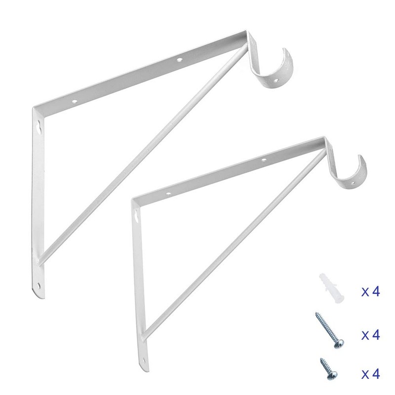 Dewell 2 Pcs Shelf and Rod Brackets, Wall Mounted Shelf