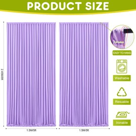 Wokceer Lavender Purple Backdrop Curtain for Parties 10x8FT Photo Backdrop Drapes for Wedding Party Curtain Backdrop for Photoshoot Baby Shower Birthday Photography Background 2 Panels 5x8FT