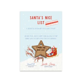 Santa nice list certificate on white card | good list certificate | father christmas list | nice list certificate from santa | letters for christmas eve box (Santa)
