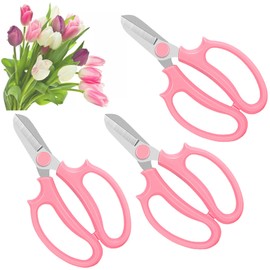 3 Pcs Garden Scissors Floral Shears,Professional Floral Scissors with Comfortable Grip Handle,Premium Garden Pruning Shears for Plants Trimming and Fruit Picking Trimming,Pink
