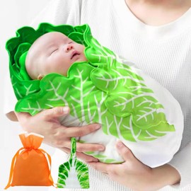 Realistic Chinese Cabbage, Swaddling Blanket, Baby Gift, Baby Gift, Boys and Girls, Hat Included, Baby Products, Newborn Goods, Prevents Crying at Night, Flannel Material, Commemorative Photos, Baby