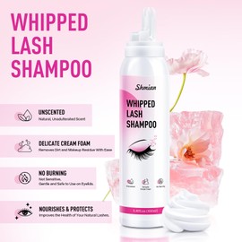Shmian Whipped Lash Cream Shampoo 3X Concentrated Foam Cleanser, 100ML Unscented Eyelash Extension Cleaning Kit for Home and Salon Use