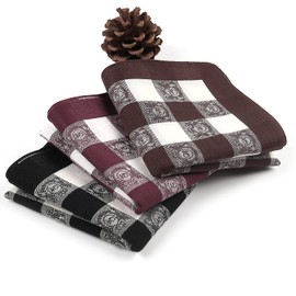 HOULIFE 100% Cotton Men’s Stripe Soft Checkered Pattern Handkerchiefs Vintage Assorted Thick Hankies 3/6 Pieces 16.73x16.73’’/42.5x42.5cm (Multicolour 1-3pcs, 16.73x16.73’’/42.5x42.5cm)